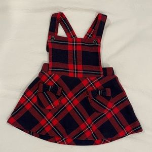 Janie and Jack, Christmas, girls baby plaid jumper dress, 3-6m
